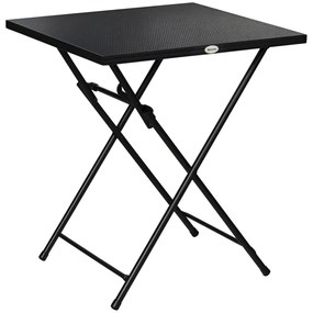 Outsunny Măsuță de Cafea Pliabilă Pătrată cu Picioare Antiderapante, Măsuță de Cafea Exterioară din Oțel, 60x60x71 cm, Negru