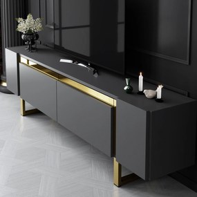 Comoda TV, Hanah Home, Yildiz, 180x50x30 cm, Antracit / Aur