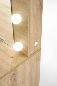 Masuta de toaleta cu oglinda si LED Hollywood XL stejar artizan