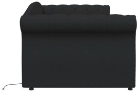 Pat de zi cu saltea, negru, 90x200 cm, textil, USB Negru