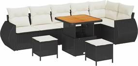 vidaXL Set de canapele pentru grădină 9 pcs Negru poliratan
