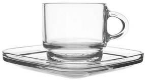 Orion Set de căni din sticlă cu farfurioară Cozy 6bucăți, 0,091 ml, 91 ml