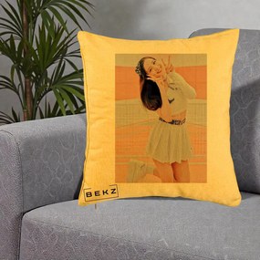 Perna Personalizata K-pop BLACKPINK Nayeon/Jisoo Tenis Alb, 40x40 cm, Galben, Husa Detasabila, Perna Inclusa, BEKZ®