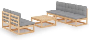 3076359 vidaXL Set mobilier de grădină cu perne, 6 piese, lemn masiv de pin
