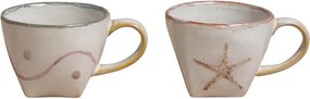 Set 2 cești de cafea din gresie ceramică, H7 cm, "Marine"