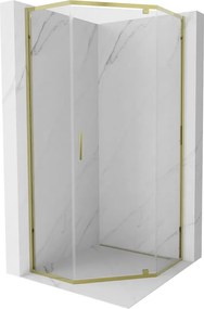 Mexen Exo-R cabina de duș pentagonală cu deschidere de 90 x 90 cm, transparentă, aurie - 812-090-090-50-00