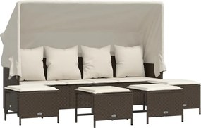 vidaXL Set canapele de grădină cu perne, 5 piese, maro, poliratan