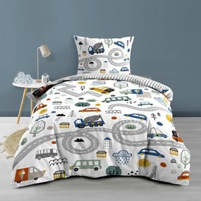 Lenjerie de pat pentru copii albă din bumbac pentru pat de o persoană 140x200 cm Pti Bolide – douceur d'intérieur