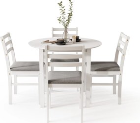 MAZZONI EXPORT Set TORINO Masă rotundă + 4 scaune Alb / Gri Deschis