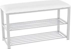 Pantofar LANGELLA, alb/crom, stofa clasica/metal, 81x31x49 cm