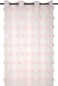 Perdea POMPINOU roz pudrat, cu pompoane, 135 x 260 cm