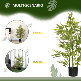 HOMCOM Plantă Artificială de Bambus Înaltă de 90 cm cu 504 Frunze din PEVA și PP Verde cu Ghiveci de Ciment Ø15x12.5 cm | Aosom Romania