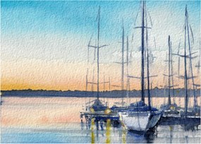 Tablou - Plimbare cu barca, aquarel (70x50 cm)