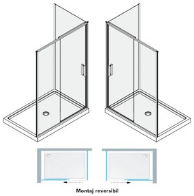 Cabina dus aurie 120x90 cm sticla securizata 6 mm Mediterraneo, Petra Gold Auriu