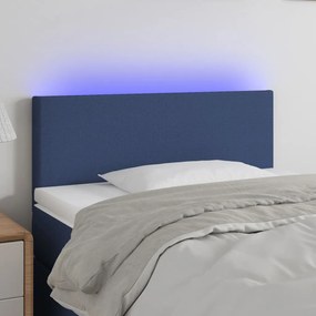 3121328 vidaXL Tăblie de pat cu LED, albastru, 100x5x78/88 cm, textil