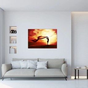 Tablou - Silueta femeii la apus de soare (90x60 cm)