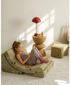 Puf de copii verde cu tapițerie din țesătură bouclé/cu tapițerie din chenille Terrazzo Cloud – Wigiwama