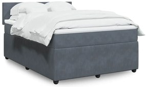 vidaXL Pat box spring cu saltea, gri închis, 160x200 cm, catifea