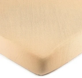 Cearşaf de pat bumbac jersey 4Home, culoare caisă, 90 x 200 cm