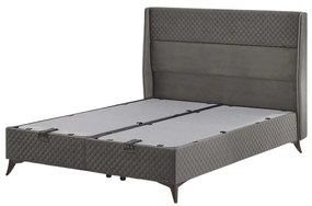 Pat BIO BALANCE 180x200, stofa catifelata gri - Zen 1188, cu somiera s