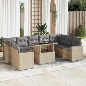 vidaXL Set canapele de grădină cu perne, 10 piese, bej, poliratan