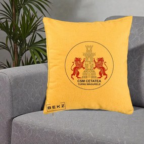 Perna Personalizata CSM Cetatea Turnu Magurele Fotbal, 40x40 cm, Galben, Husa Detasabila, Perna Inclusa, BEKZ®