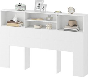 HOMCOM Tăblie pe picioare cu depozitare, accesoriu de pat 4 compartimente deschise, 160 x 20,2 x 108,2 cm, alb | Aosom Romania