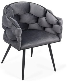 Scaun living modern din catifea si cadru metalic BUC 256 gri