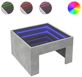 847605 vidaXL Măsuță de cafea cu LED infinity, gri beton, 50x50x30 cm