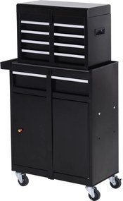 Carucior de lucru DURHAND, dulap pentru unelte, cutie de unelte cu 5 sertare, roti 360° din metal, 60 x 28 x 104,5 cm | Aosom Romania