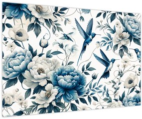 Tablou - Colibri cu flori (90x60 cm)