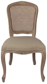 Scaun dining shabby chic, cu spătar din rattan, 52x49x95 cm