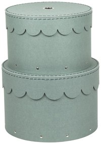 Cutii de depozitare albastru-verde 2 buc. din carton cu capac ø 26x17,5 cm Wilma Canvas Paper Laminate – Bigso