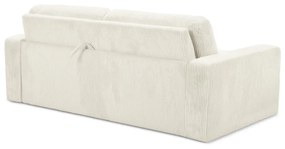 Canapea bej extensibilă cu tapițerie din catifea reiată 195 cm Nona – Makamii