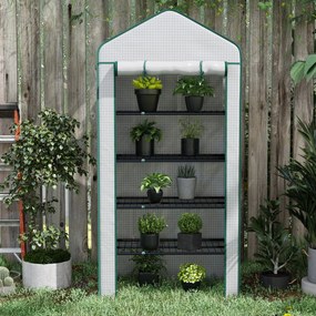 Outsunny Seră de grădină Seră 5 nivele cu o ușă rulantă, Foliu din PE Rezistent întărit dim. 90L x 49l x 193H cm | Aosom Romania
