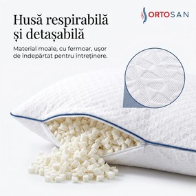 Perna ortopedica cervicala CERVI-SAN King Size, spuma cu memorie maruntita, 42x60 cm