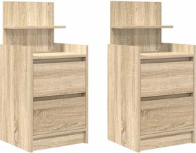 vidaXL Noptiere cu 2 sertare 2 buc Stejar Sonoma 38x34x80 cm