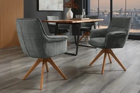 Set de 2 scaune pivotante picioare din lemn LE GRAND gri chenille