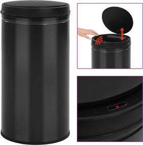 vidaXL Coș de gunoi automat cu senzor, 60 L, negru, oțel carbon
