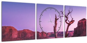 Tablou u copaci lângă pietrile roșii (cu ceas) (90x30 cm)