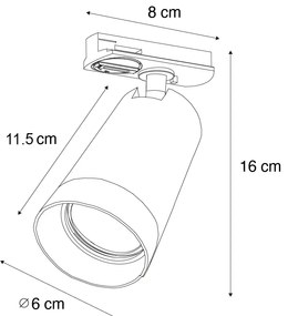 Spotlight modern cu inel fumuriu pentru sistem de șine monofazate GU10 50mm - Iconic Jeana