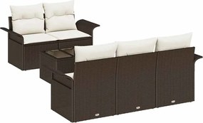 vidaXL Set de canapea cu pernă 6 pcs Maro poliratan