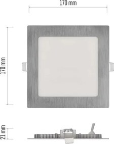 Corp de iluminat LED încastrat NEXXO LED/12,5W/230V 3000/3500/4000K argintiu 17x17 cm