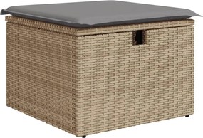 vidaXL Taburet de grădină cu pernă, bej, 55x55x37 cm, poliratan