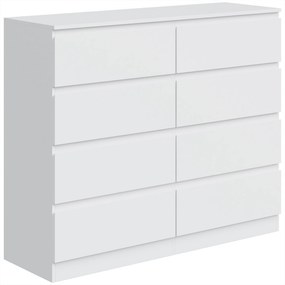 HOMCOM Comodă modernă cu 8 sertare, 120 x 39 x 100 cm, albă | Aosom Romania