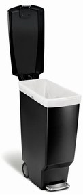 Coș pedală îngust 40 l, plastic negru, negru