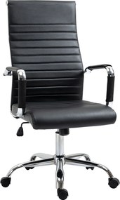 Vinsetto Scaun de birou ergonomic cu funcție balans scaun managerial reglabil înălțime scaun de birou căptușit piele ecologică spumă negru 54 x 62 x 104-114 cm | Aosom Romania