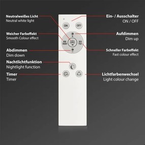 Briloner 7491-016-LED RGBW Lampă de tavan reglabilă SMART LED/22W/230V, 4000K + telecomandă, Wi‑Fi Tuya