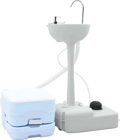 vidaXL Set de Toaletă pentru Camping 2 pcs Albastru și Alb