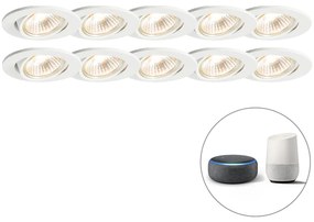 Set de 10 spoturi inteligente încastrate albe reglabile, inclusiv Wi-Fi GU10 - Cisco